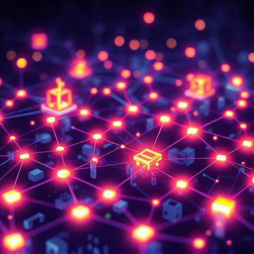 Abstract image representing blockchain technology, showing interconnected blocks in a chain.