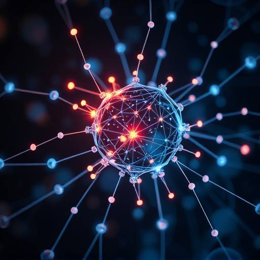 Abstract representation of artificial intelligence with interconnected nodes.